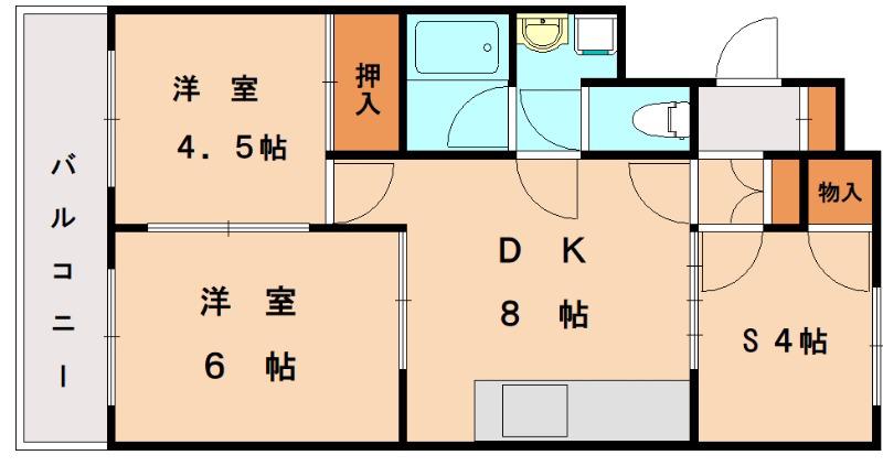 エメラルドマンション若宮(2SDK/2階)の間取り写真
