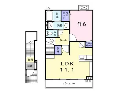 BROOK(1LDK/2階)の間取り写真