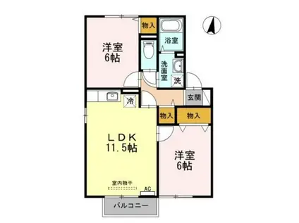 グリーンベルズ C(2LDK/2階)の間取り写真