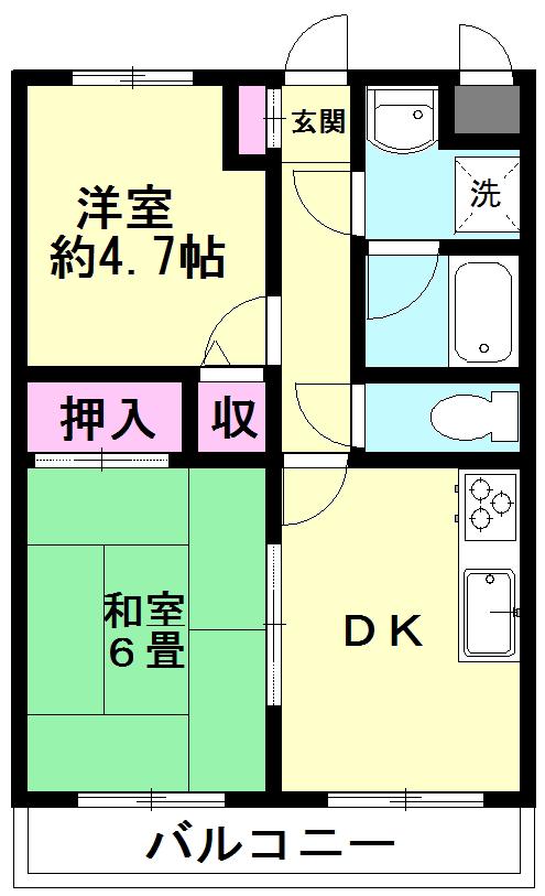 ホーユウパレス本庄(2DK/3階)の間取り写真