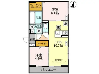 BLEU LAPIN(2LDK/2階)の間取り写真