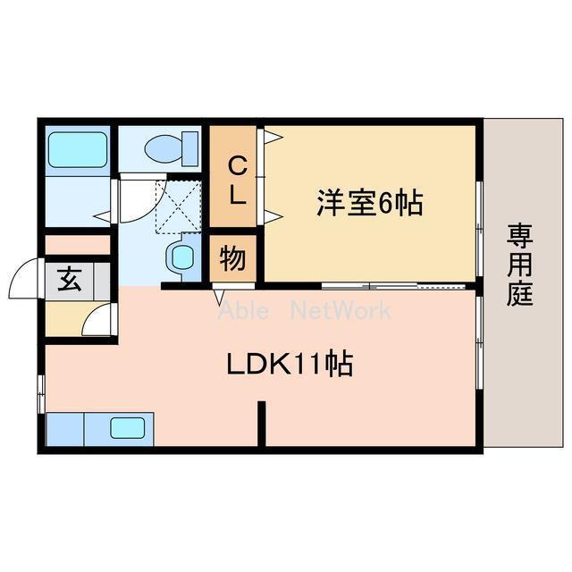 ベリィー・ブラッサム(1LDK/1階)の間取り写真