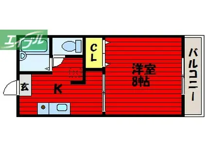 モアタウンモズB(1K/1階)の間取り写真