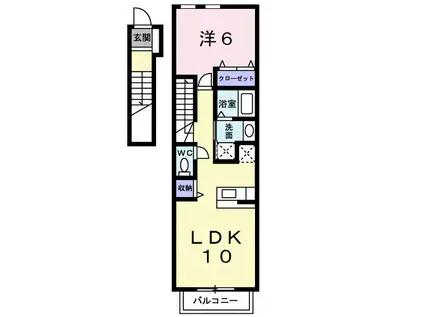 カサデプラシードI(1LDK/2階)の間取り写真