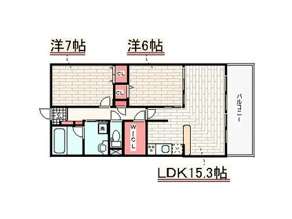 パレスマイセン 小型犬可(2LDK/2階)の間取り写真