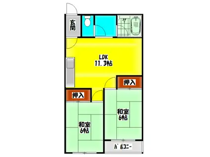 ベストハイツジョイ(2DK/3階)の間取り写真