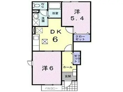 ファミール八王子A(2DK/1階)の間取り写真