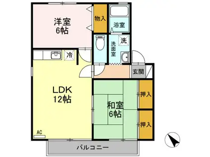 コスモハイツ B棟(2LDK/2階)の間取り写真