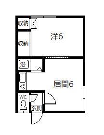 テラスハウス忠和(1DK/2階)の間取り写真