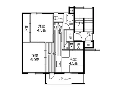 ビレッジハウス仙台鶴ヶ谷2丁目(3K/5階)の間取り写真
