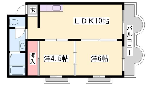 メゾン手柄(2LDK/4階)の間取り写真