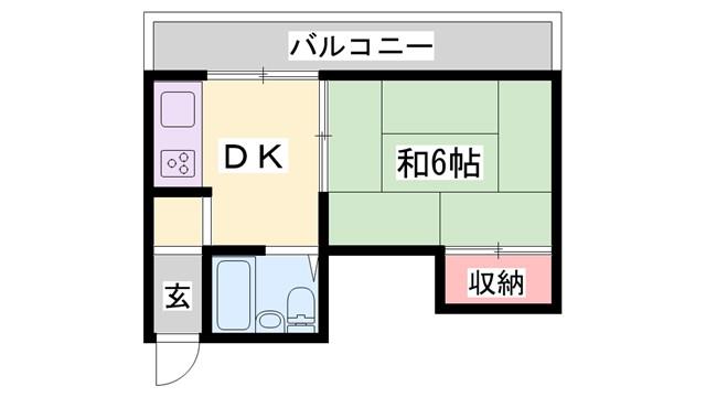 廣瀬マンション(1DK/3階)の間取り写真
