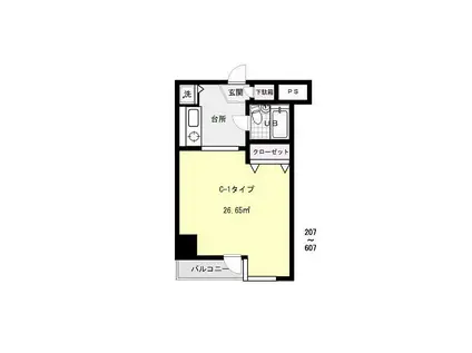 QUEENS ACADEMIA(1K/3階)の間取り写真