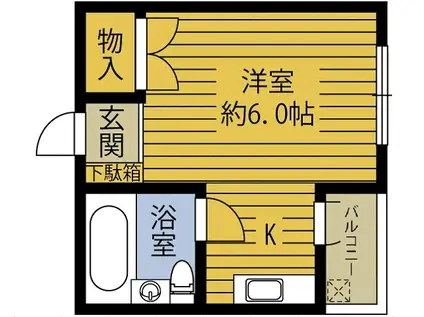 ブルースカイワン政所(ワンルーム/3階)の間取り写真