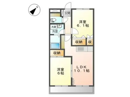 プロニティオオフク弐番館(2LDK/2階)の間取り写真