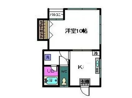 小林ビル(1K/3階)の間取り写真