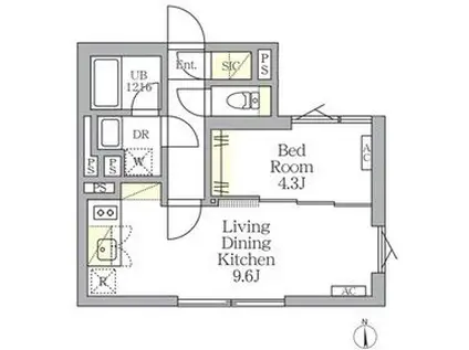 TKS中野新橋(1LDK/1階)の間取り写真