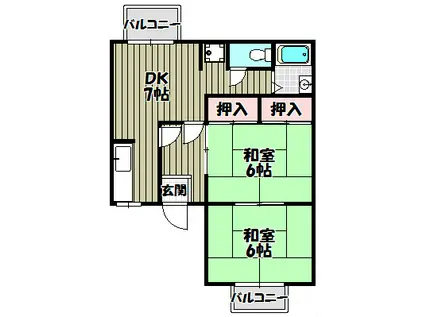 プティセゾン草部(2DK/2階)の間取り写真