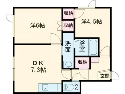 アパルトマンメルシー(2DK/2階)の間取り写真