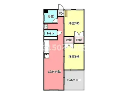 アヴィオン岐阜(2LDK/2階)の間取り写真