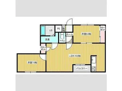 ウッドベルステージ(2LDK/2階)の間取り写真