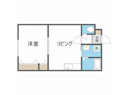 ヒルクレスト南郷(1LDK/3階)の間取り写真