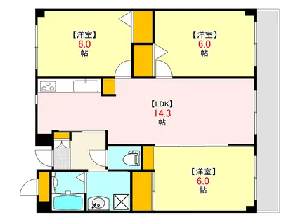 フローレンス戸坂(3LDK/5階)の間取り写真