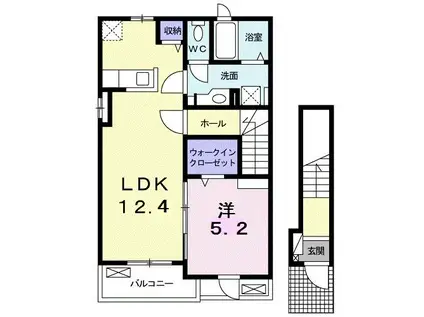 グロリエッテ上地A(1LDK/2階)の間取り写真