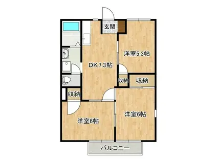 グリーンヒルズなかのI(3DK/1階)の間取り写真