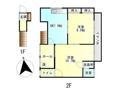 結和荘(2LDK/2階)の間取り写真