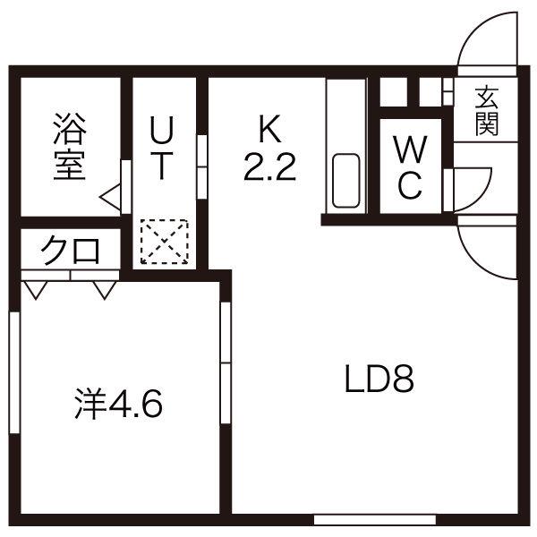 ヴィラージュ富岡(1LDK/1階)の間取り写真