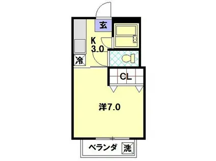 シャトーレHONDA(1K/2階)の間取り写真