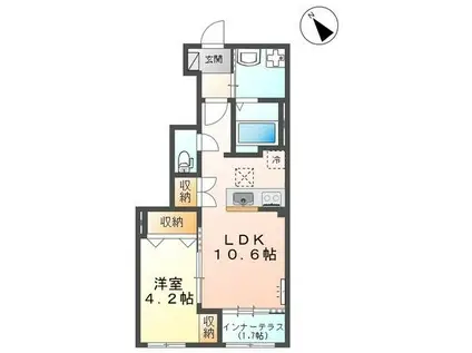 一畑電車北松江線 大津町駅 徒歩18分 2階建 新築(1LDK/1階)の間取り写真