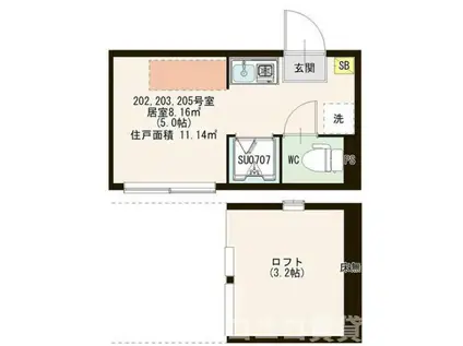 メゾンドオーブ新高円寺(ワンルーム/2階)の間取り写真