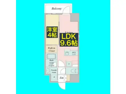 ブランシエスタ金山北(1LDK/12階)の間取り写真