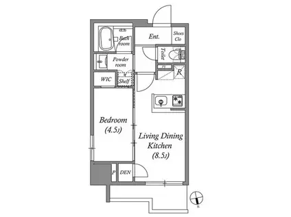 コスモグラシア浅草(1LDK/9階)の間取り写真