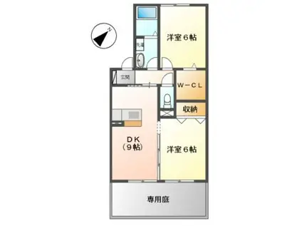 TROIS JOURS III(2DK/1階)の間取り写真