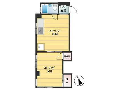 マンション ふき(1DK/3階)の間取り写真