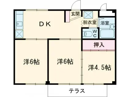 シティーハイツEI-II(3DK/1階)の間取り写真