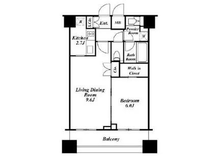 KDXレジデンス戸越(1LDK/7階)の間取り写真