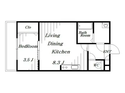 ジーメゾン千葉出洲港ラビアン(1LDK/1階)の間取り写真