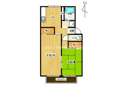 ハイツセイシェル(2DK/2階)の間取り写真