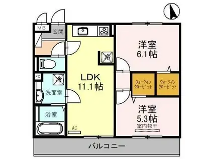 PEARL ANNEX(2LDK/3階)の間取り写真
