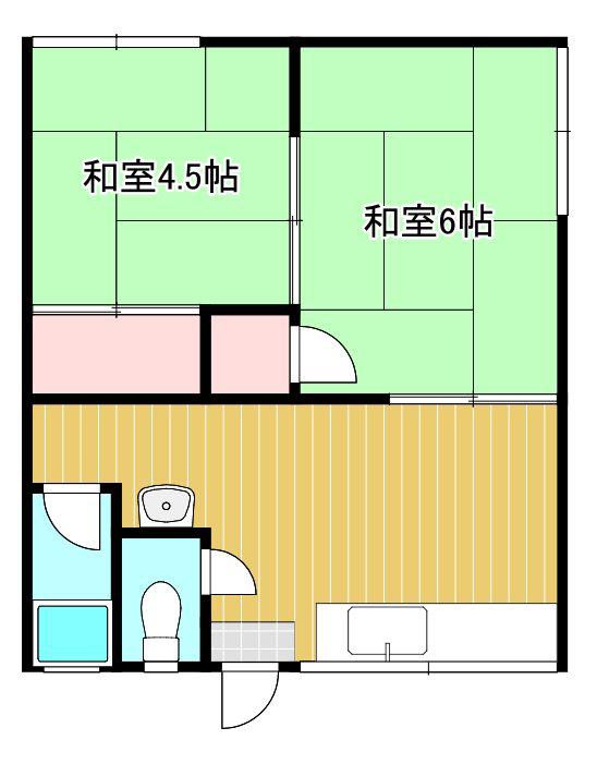 グリーンハイツ(2K/2階)の間取り写真