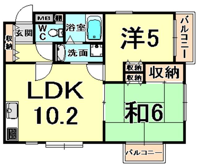ラ・メゾン・クレール(2LDK/1階)の間取り写真