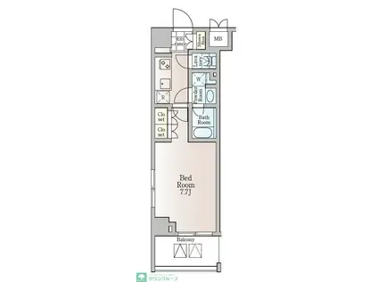 ウィルテラス森下三丁目(1K/2階)の間取り写真