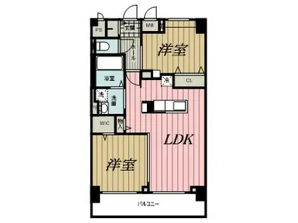 ウィステリア パーク 稲毛海岸(2LDK/9階)の間取り写真