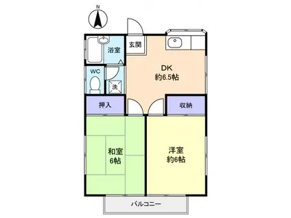 志津パークハイツ(2DK/2階)の間取り写真