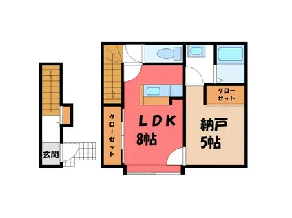SORA境町(1LDK/2階)の間取り写真