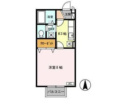 ブランファサードCD(1K/2階)の間取り写真